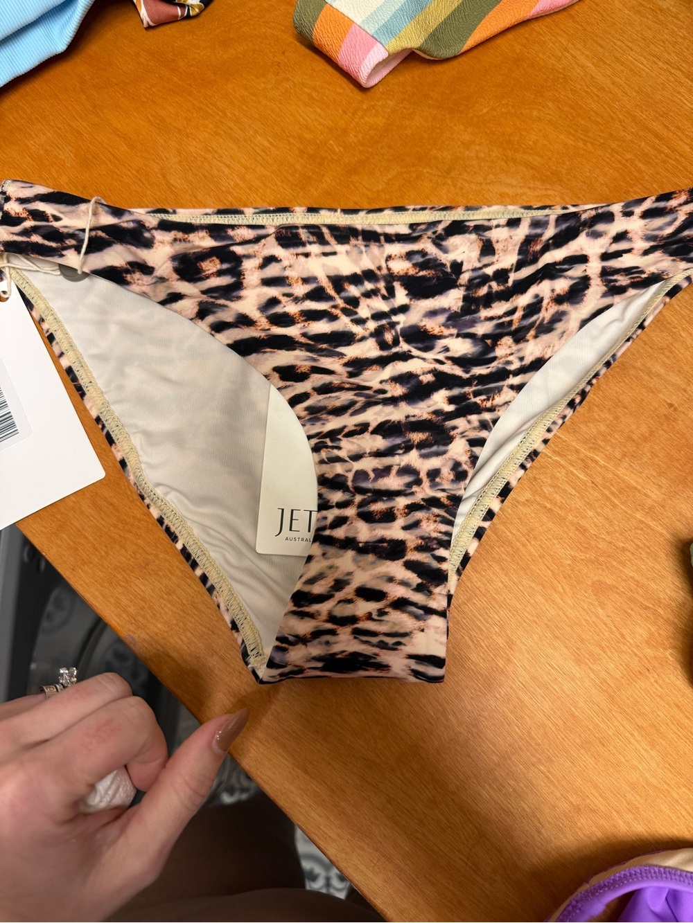 Leopard Print Bikini Bottom - Pink Beige